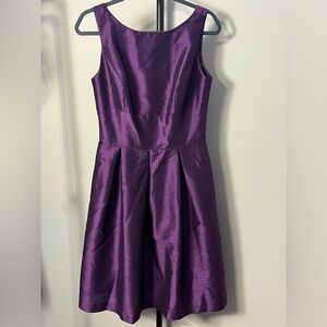 EUC Alfred Sung Dress Purple Fit & Flare Sleeveless Midi Pockets Size 8